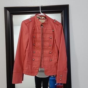 Coral faux leather jacket